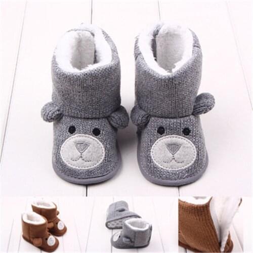 2019 Winter Cute Cartoon Bear Shoes Baby Boots Infant Toddler Newborn Girls Boys First Walkers Super Keep Warm Snowfield Booties