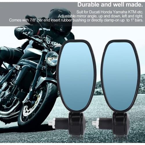 1Pair Motorcycle 7/8" Handle Bar End Rearview Side Mirrors Fit for Honda