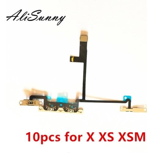 AliSunny 10pcs Volume Flex Cable for iPhone X XS XSmax On Off Switch Control with Metal Bracket Replacement Parts