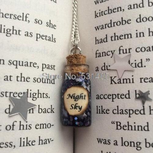 12pcs/lot Night Sky Bottle Necklace Pendant Charm silver tone