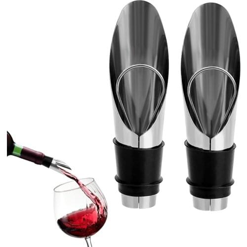 2pcs Stainless Steel Red Wine Spout Stopper Wine Bottle Pour Vacuum Red Wine Cap Sealer Keep Fresh Bar Tool Kitchen Accessories
