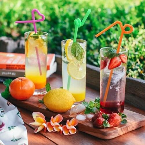 300Pcs Colorful Plastic Drinking Straws Individually Packaged Disposable Extra Long Flexible Straws 10.2 inch