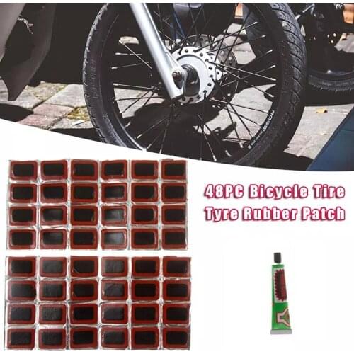 48pcs Bicycle Repair Tool Tyre Rubber Patch Cold Glue Tire Repair Kit For Mountain Bike Electric Car Tires Parts Garage Tool