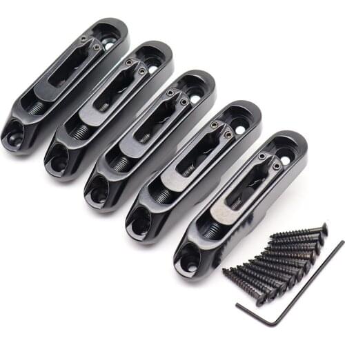 5 Pcs Guitar Bridge Sadlles Single Individual Bridge Saddles Tailpiece Set for 5 String Electric Guitar Bass Parts
