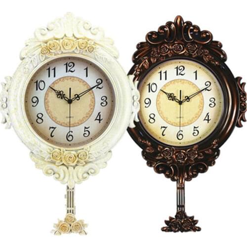 Silent Swing Large Wall Clock Vintage European Retro Shabby Chic Garden Art Decoration Living Room Horloge Murale Decor SC264