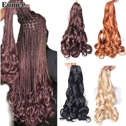 Eunice 24inch Spiral Curl Braid Synthetic Braiding Hair Ombre Blonde French Curl Braiding Hair Pre Stretch Extensions For Women