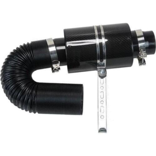 Black 76mm/3" Filter Box Carbon Fiber Ram Air Filter Car Induction Cold Air Intake Kit System Intake Hose System