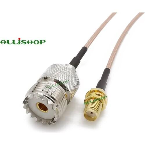 SMA Female to UHF SO-239 Female RF RG316D Double Shield Silver Handheld Antenna Cable for Wouxun Baofeng 10/15/20/30/50CM