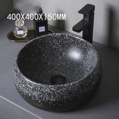Art Basin Sinks Counter Basin Bathroom Sink Round Ceramic Wash Basin Bathroom Bowl Sink Vessel Sink Counter Basin Art Sink