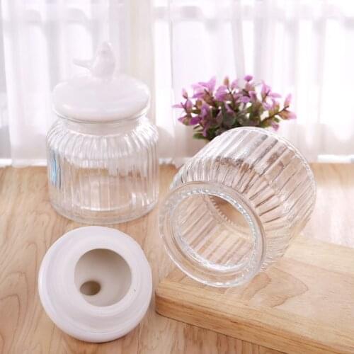 Nordic Ceramic Glass Candy Jars Sealed Cans Kitchen Food Storage Bottle Spices 964E