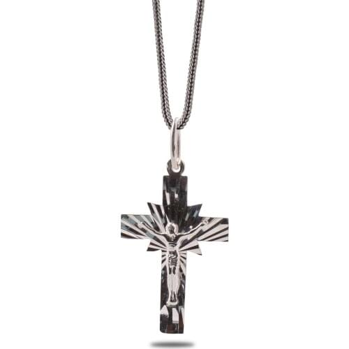 Jesus Christ Cross Pendant 925 Sterling Silver Chain Necklace Special Gift for Christian Women and for Men