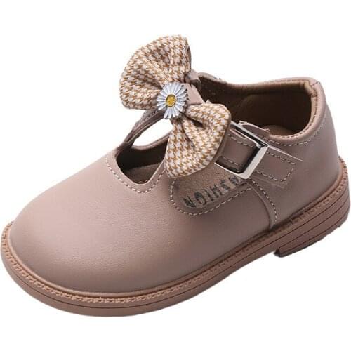 Girls Casual Leather Shoes Toddlers Little Kids Flats Bow-knot with Daisy Flowers Children Sneakers Spring Autumn Princess 21-30