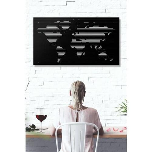 Line Decorative Metal World Map Metal Wall Decor Art Decor 3D Metal Sculpture Home Decor Office Decor