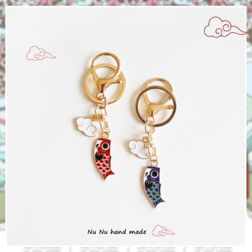 Lucky Cat Koi Keychain Car Bag Keyring for Women Girl Charm Airpods Key Chains Pendant Pray Trinkets Couple Gift Keyfob