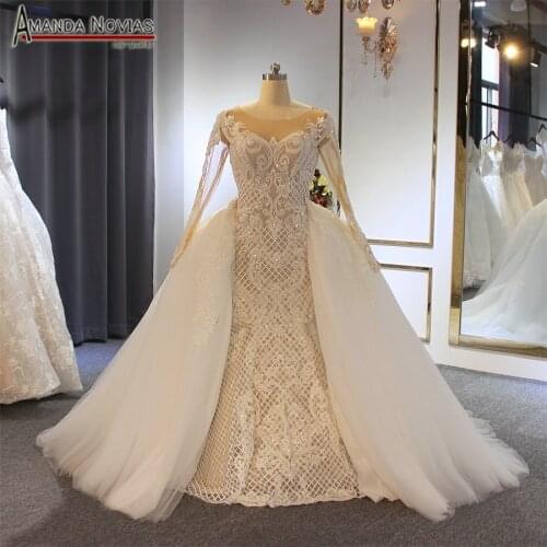 Fashion Hot Sale Wedding Dress 2022 With Detachable Skirt Mermaid Dress
