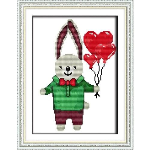 Mr. Rabbit cross stitch kit aida 14ct 11ct count printed canvas stitches embroidery DIY handmade needlework