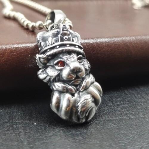 BOCAI New Real Solid s925 Silver Jewelry Retro Cute Kitten Sheriff Hat Simple and Fashionable Man and Woman Pendants