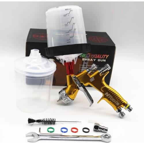 Spray Gun With Adapter Pps Tank 1.3/1.8mm Nozzle Air Spray Gun With Quick-Connect Wash-Free Tank Paint Mixing Cup Paint Sprayer