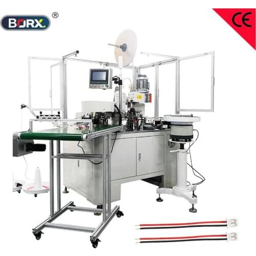 Fully automatic one end tin dipping punching machine 2P parallel single end soldering two electric wire crimp insert equipment
