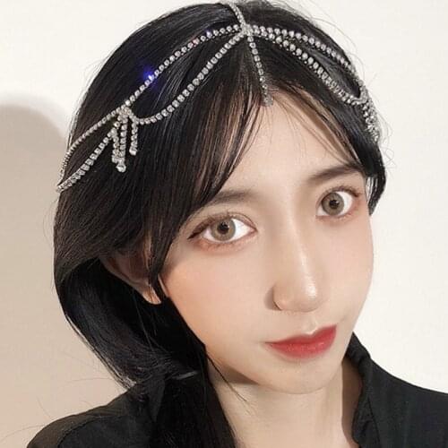 MOGAKU Bohemia Rhinestone Headbands for Women Luxury Crystal Forehead Chain Fashion Jewelry Party Headpiece Hair Accessories