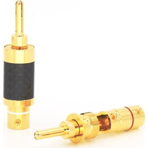 VB602GHifi Gold Plated Carbon Fiber Speaker Cable Wire Banana Plug Connector