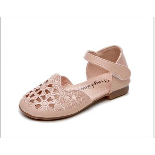 Classic Children Elegant Princess PU Leather Sandals Kids Girls Wedding Dress Party Breathable Shoes For Girls Wild hollow Sanda