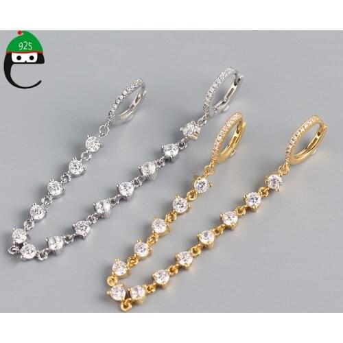 Trustdavis 925 Sterling Silver Fashion Geometric Chain Links CZ Hoop Earrings For Women Wedding S925 Earings Jewelry DA1049