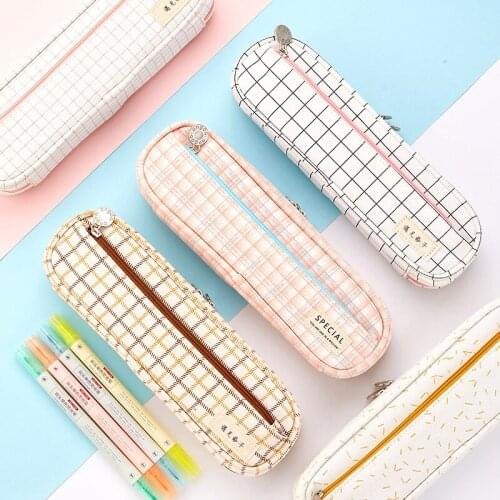 Hot Sale Grid Pen Bag Stylish Large Capacity Rectangle Shape Durable Soft Long Lasting Washable Useful for Stationery