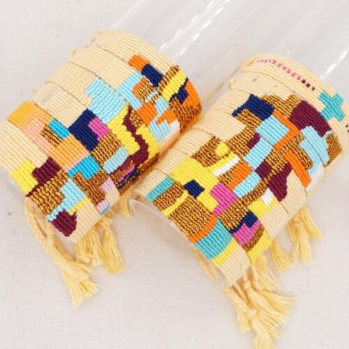 Go2Boho Braided Bracelet Boho Fabric Cloth Bracelets For Women Gift Handmade Friendship Jewelry Handwoven Tassel Pattern Bangle
