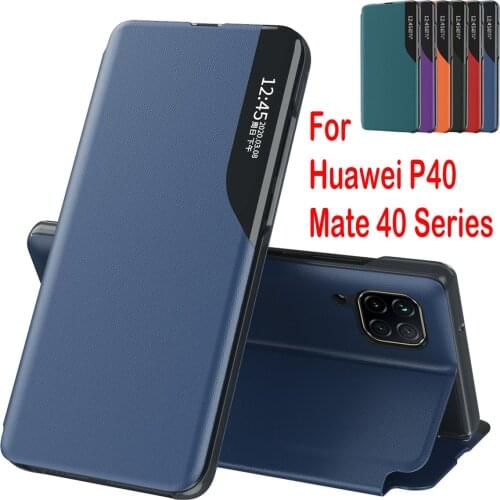 Smart Case For Huawei P40 Lite E Mate 40 Pro Nova 7i 6 SE Stand Mirror Flip Leather Cover Sleep Wake Unique Intelligent Design