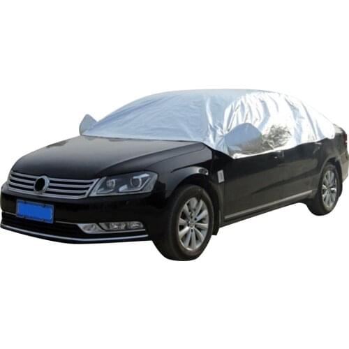 Universal Car Cover UV Protection Dust Proof Outdoor Indoor Half Semi Car Protection Cover​ With Wind-Proof Hooks Suction Cups