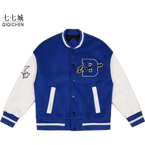 Hip Hop Baseball Varsity Jacket Men Letter Patch College Japanese Loose Jackets Couple Streetwear Casual Coat 2021 Spring Autumn