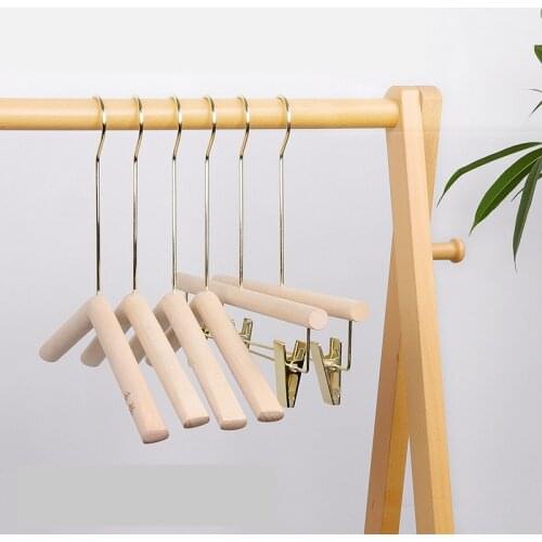 5Pcs Solid Wood Clothes Hanger Non-Slip Clothes Hangers Trousers Dress Drying Rack Home Clothing Store Wardrobe Storage Clip