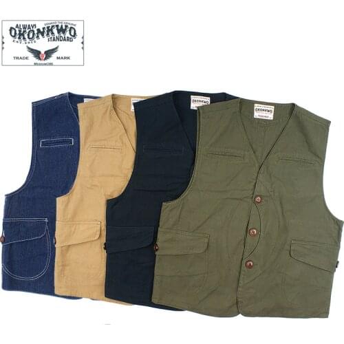 Vintage Game Pocket Canvas Vest Hunting Fishing Outdoor Waistcoat Jacket For Men Four Colors