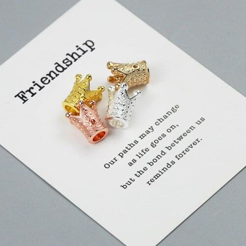 WLYeeS 5Pcs Rose Gold Silve Crown Hematite Beads Natural Stone Spacer Loose Bead for Beaded Bracelet Jewelry Necklace Making DIY