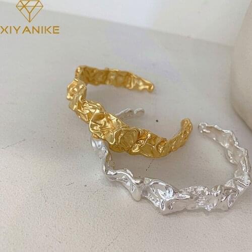 XIYANIKE 925 Sterling Silver Solid Irregular Folds Texture Bracelet Female Unique Design Trendy Simple Jewelry Present Wholesale