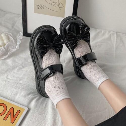 Lolita shoes bow Lady Maid Uniform Performance Buckle Round Head Thick High Heel Muffin Thick Sole Single Shoe Cosplay Size35-39