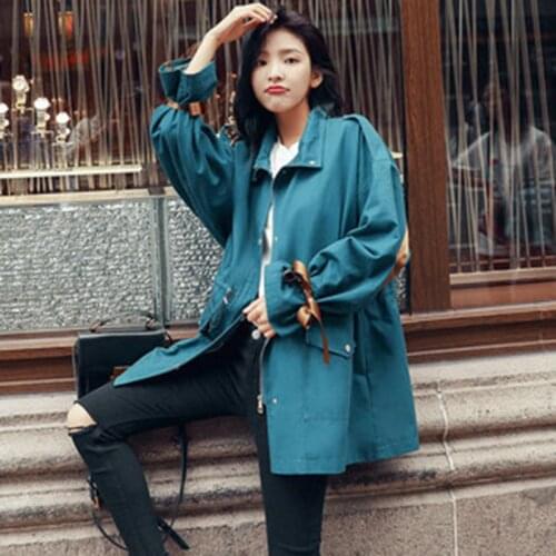 New Female Loose Trench Coat Spring Autumn Women Medium-long Casual Windbreaker Outwear Ladies Sweet Coats FP1412