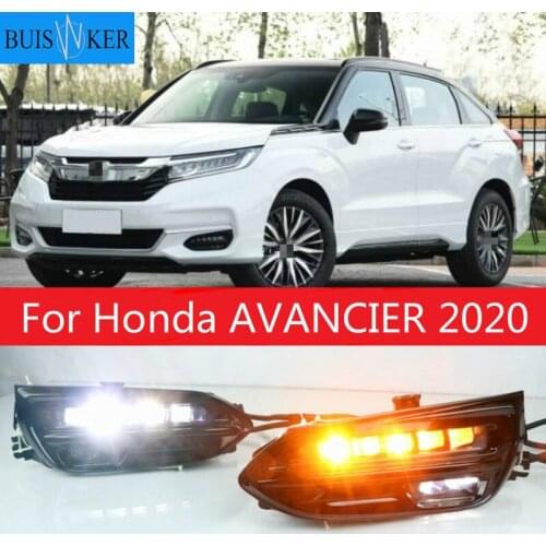 1 Set For Honda AVANCIER 2020 DRL Daytime Running Lights Daylight 12V ABS Fog Lamp Cover With Turn Yellow Signal Light