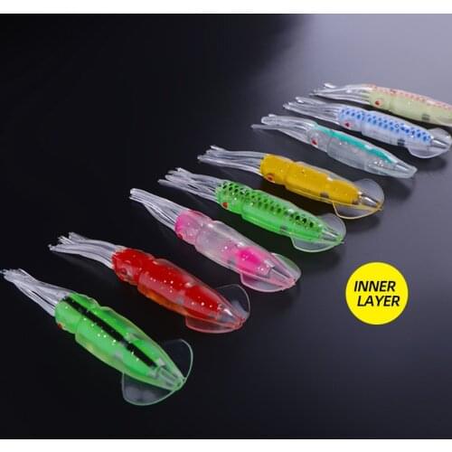 1Pcs Soft Squid Fishing Lure 115mm/11g Luminous/UV Squid Jig Fishing Lures For Sea Fishing Pesca Wobbler Bait Artificial Tackle