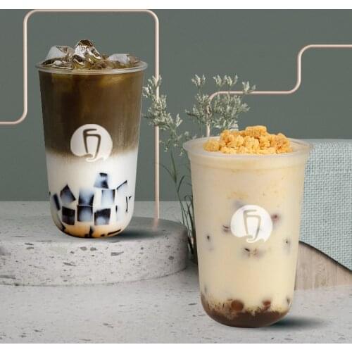 100pcs/pack 500ml Disposable Plastic Milk Tea Cup U-Shaped Tea Cups Cartoon Plastic Lid Accept Customization