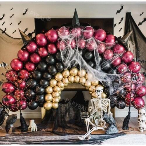 104pcs Halloween Theme DIY Balloons Set Arch Garland Kit Black Rose Red Gold Metallic Chrome Baloon Backdrop Gift Decors Supplie