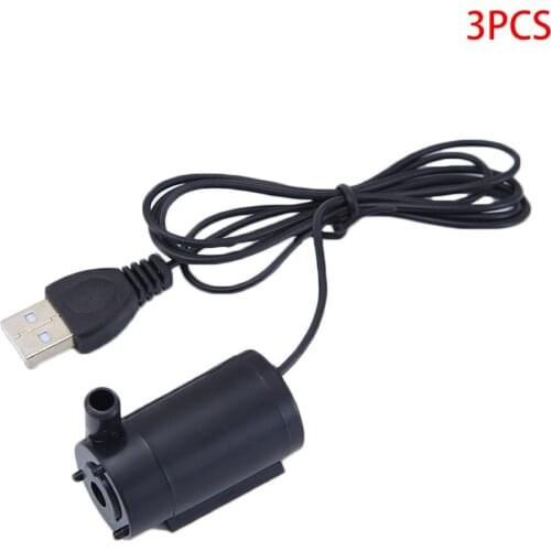 3pcs DC 5V USB Low Noise Brushless Motor Pump2-3L/H Mini Micro Submersible Water Pump, Black