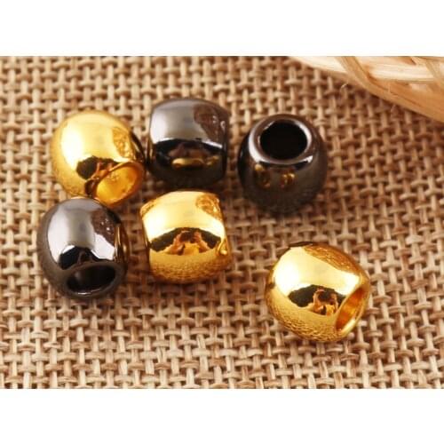 30 Pcs Gold/Gunmetal Round Metal Beads,4 mm DIY Beads Hole Size,Craft Jewellery Rope End,for Clothing Rope