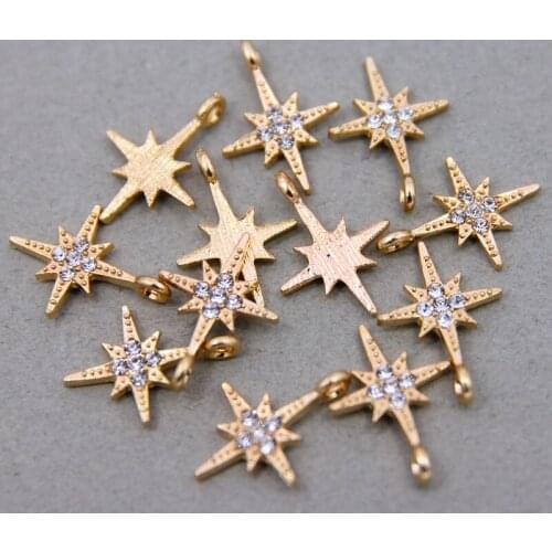 6pcs 13 * 23mm rhinestone stars silver-plated zinc alloy charm jewelry DIY necklace bracelet earring accessories wholesale