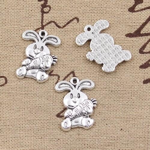 6pcs Charms rabbit bunny carrot easter 21*15mm Antique Making pendant fit,Vintage Tibetan Silver,DIY bracelet necklace