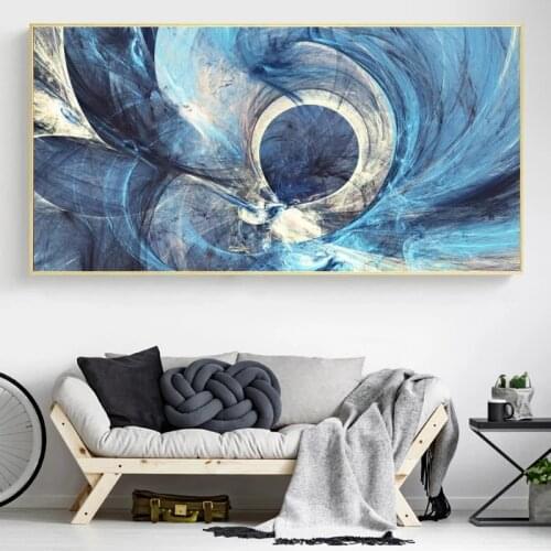 Abstract Creative Blue Lines Canvas Painting Modern Posters Print Wall Art on Canvas Pictures for Living Room Home Decor Cuadros