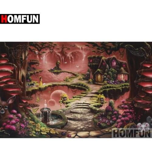 HOMFUN Full Square/Round Drill 5D DIY Diamond Painting "House landscape" 3D Diamond Embroidery Cross Stitch Home Decor A19543