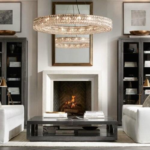 American living room crystal chandelier postmodern round luxurious personality creative restaurant villa soft chandelier