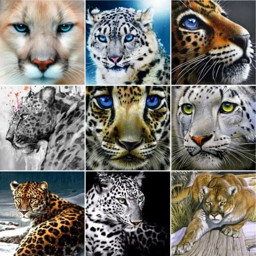 AZQSD 5D Diamond Painting Leopard Cross Stitch Kits Diamond Embroidery Animal Mosaic Rhinestones Handmade Home Decoration